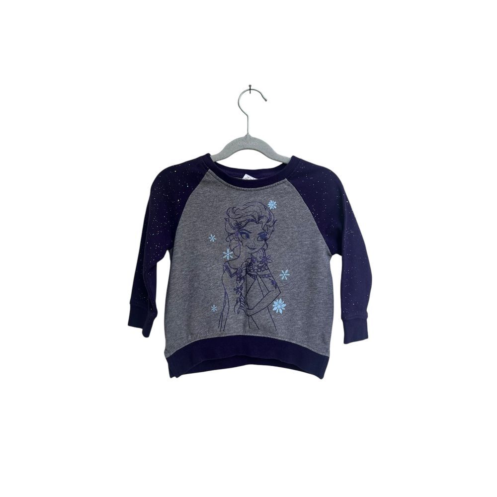 Disney Store Girls Elsa - Frozen - Sweatshirt Purple Glitter‎ Sleeves Size 3